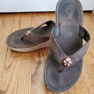 Olukai leather wedge sandals